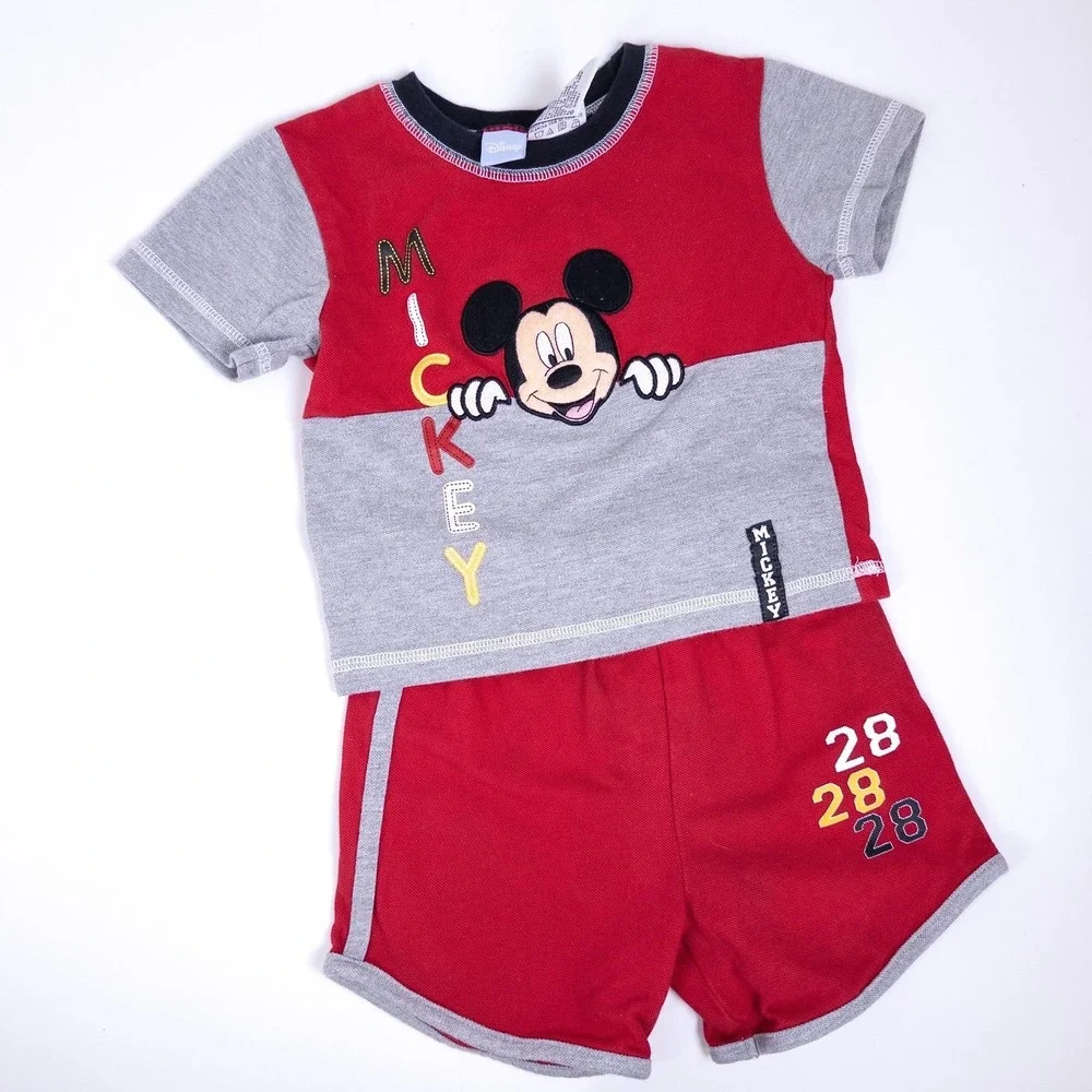 Disney Mickey Mouse Set Kids 18 Months Red Grey‎ Shorts Shirt Outfit